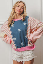 Load image into Gallery viewer, BiBi Stars and Stripes Round Neck Long Sleeve Top