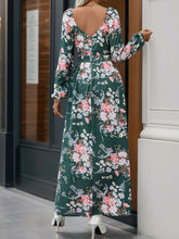 Load image into Gallery viewer, Slit Printed Surplice Long Sleeve Maxi Dress