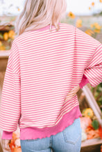 Load image into Gallery viewer, Striped Sequin Heart Round Neck Long Sleeve Sweatshirt