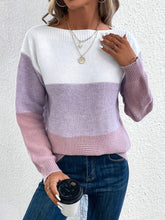 Load image into Gallery viewer, Color Block Boat Neck Sweater