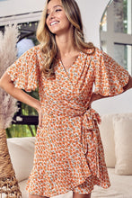 Load image into Gallery viewer, BiBi Floral Tied Short Sleeve Mini Wrap Dress