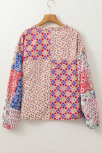 Load image into Gallery viewer, Printed Tie Neck Long Sleeve Blouse