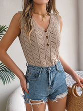 Load image into Gallery viewer, Openwork V-Neck Knit Vest