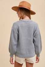 Load image into Gallery viewer, Annie Wear Half Button Ribbed Hem Sweater