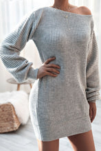 Load image into Gallery viewer, Boat Neck Long Sleeve Mini Sweater Dress