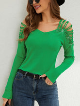 Load image into Gallery viewer, Rhinestone Cutout Long Sleeve T-Shirt