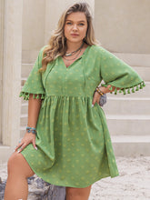 Load image into Gallery viewer, Plus Size Tied Tassel Half Sleeve Mini Dress