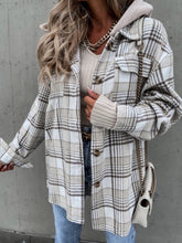 Load image into Gallery viewer, Plaid Button Up Hooded Jacket