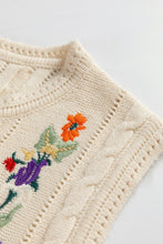 Load image into Gallery viewer, Embroidered Cable-Knit Round Neck Sweater Vest