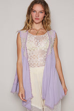 Load image into Gallery viewer, POL Embroidered Pearls Open Front Sleeveless Cardigan