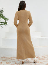 Load image into Gallery viewer, Ruched Round Neck Long Sleeve Dress