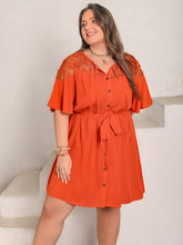 Load image into Gallery viewer, Plus Size Lace Button Up Half Sleeve Dress