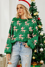 Load image into Gallery viewer, Reindeer Round Neck Drop Shoulder Sweater