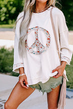 Load image into Gallery viewer, Peace Patch Round Neck Long Sleeve Top