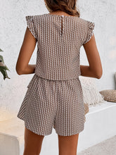 Load image into Gallery viewer, Printed Round Neck Top and Layered Shorts Set