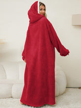 Load image into Gallery viewer, Pocketed Contrast Long Sleeve Hooded Lounge Dress