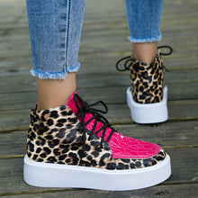 Load image into Gallery viewer, PU Leather Leopard Platform Sneakers