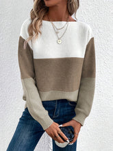 Load image into Gallery viewer, Color Block Boat Neck Sweater