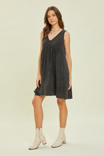 Load image into Gallery viewer, HEYSON Full Size Texture V-Neck Sleeveless Flare Mini Dress