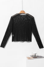 Load image into Gallery viewer, Rhinestone Sheer Mesh Mock Neck Long Sleeve Top