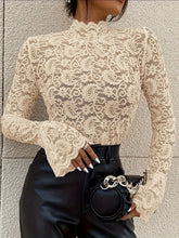 Load image into Gallery viewer, Mock Neck Long Sleeve Lace Top