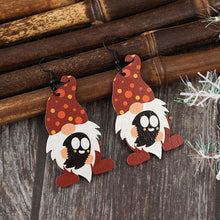 Load image into Gallery viewer, Point Hat Gnome Wooden Dangle Earrings