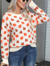 Load image into Gallery viewer, Angel Wings Maple Leaf Round Neck Long Sleeve Sweater