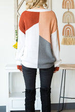 Load image into Gallery viewer, Color Block Drop Shoulder Long Sleeve Sweater