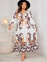 Load image into Gallery viewer, Plus Size Printed Surplice Flounce Sleeve Dress