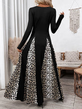 Load image into Gallery viewer, Perfee Leopard Square Neck Long Sleeve Maxi Dress