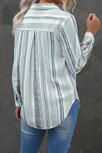 Load image into Gallery viewer, Striped Collared Neck Long Sleeve Shirt