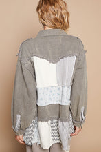 Load image into Gallery viewer, POL Raw Hem Patchwork Dropped Shoulder Jacket