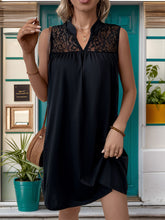 Load image into Gallery viewer, Lace Detail Notched Sleeveless Mini Dress