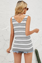 Load image into Gallery viewer, Openwork Striped Wide Strap Knit Vest