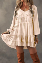 Load image into Gallery viewer, Frill Ruffled V-Neck Long Sleeve Mini Dress