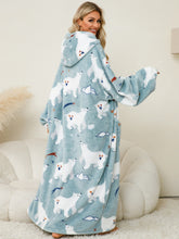 Load image into Gallery viewer, Fuzzy Pocketed Long Sleeve Hooded Lounge Dress