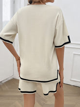 Load image into Gallery viewer, Contrast Trim Round Neck Top and Shorts Set