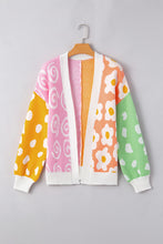 Load image into Gallery viewer, Flower &amp; Dotted Mixed Open Front Cardigan