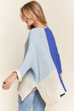 Load image into Gallery viewer, ADORA Side Slit Color Block Long Sleeve Sweater