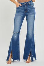 Load image into Gallery viewer, RISEN Full Size High Rise Front Slit Frayed Hem Flare Jeans