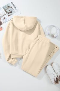 Half Snap Long Sleeve Hooded Top and Pants Set