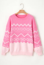 Load image into Gallery viewer, Geometric Drop Shoulder Long Sleeve Sweater