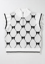 Load image into Gallery viewer, Bow Half Zip Sweater Vest