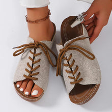 Load image into Gallery viewer, Lace-Up Open Toe Wedge Sandals