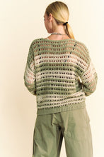 Load image into Gallery viewer, Davi &amp; Dani Contrast Striped Crochet Drop Shoulder Knit Cover Up