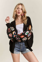 Load image into Gallery viewer, ADORA Full Size Contrast Crochet Open Front Long Sleeve Cardigan Plus Size