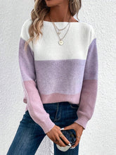 Load image into Gallery viewer, Color Block Boat Neck Sweater