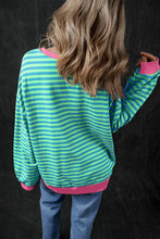 Load image into Gallery viewer, Pumpkin Striped Round Neck Long Sleeve Sweatshirt