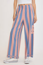 Load image into Gallery viewer, Umgee Peace Sign Patch Striped Wide Leg Pants