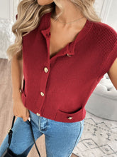 Load image into Gallery viewer, Perfee Pocketed Round Neck Cap Sleeve Cardigan